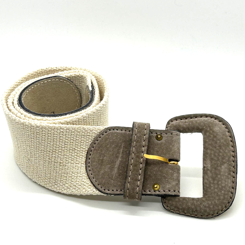 Anne Klein II for Calderon Vintage Genuine Leather Belt Elastic Suede Buckle Lg